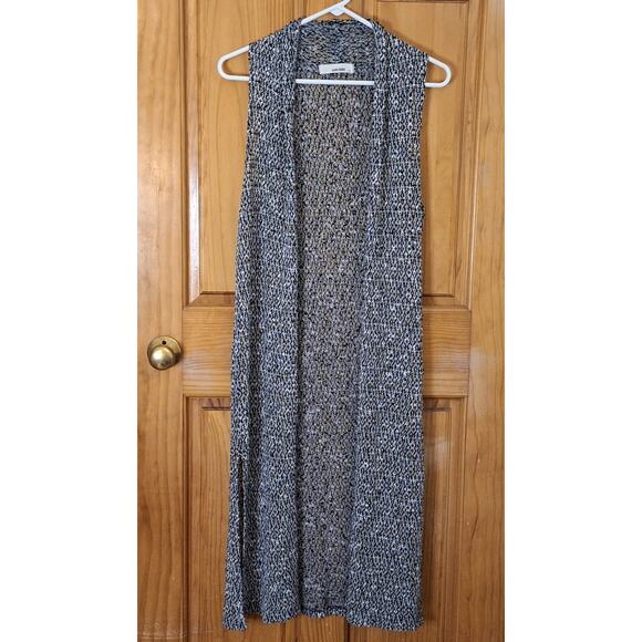 Sans Souci Vest Womens Medium Sleeveless Loose Knit Sweater Cardigan Open Office - Picture 1 of 6